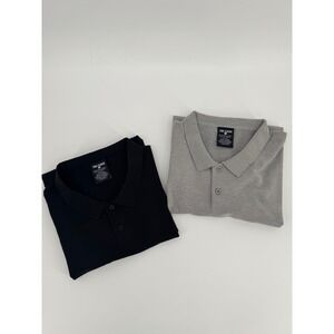 True Classic Mens Knit Polo Shirt 2 Pack Black Gray XL Short Sleeve Viscose